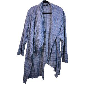 Dress To Kill Jane Mohr Ruched Embroidery Asymmetrical Duster Jacket Sz 1
